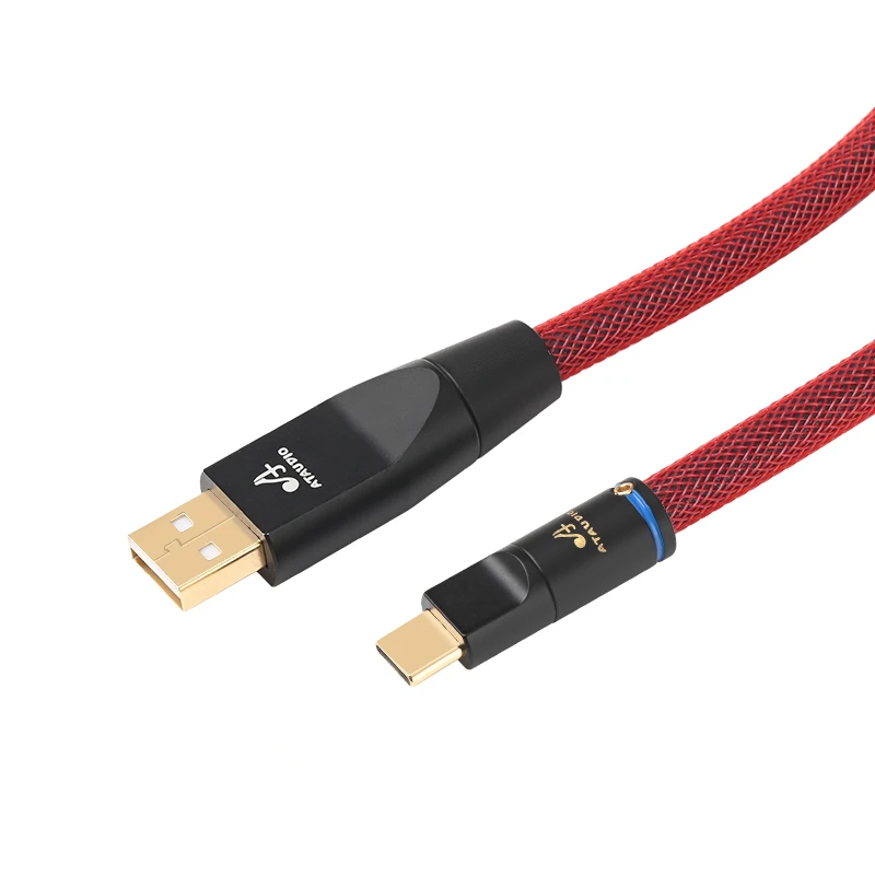 ATAUDIO HiFi USB Audio Kabel Hi-end Reinem Silber USB A zu B DAC Decoder Verstärker Audio Signal Linie Typ C zu B Sound Auto Kabel 5