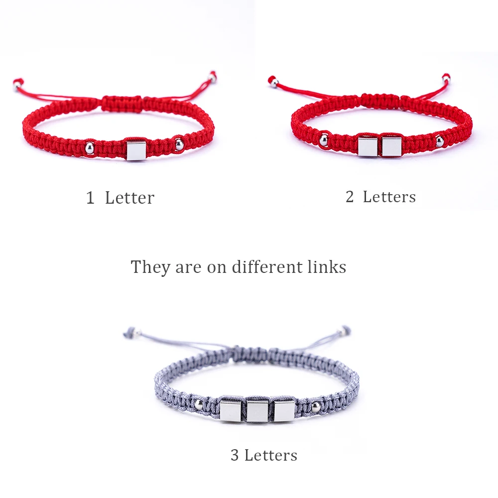 26 Alphabet Handwoven Couple Bracelet Charms Supports Custom Name Symbol Carving for Men and Women Jewelry Gifts