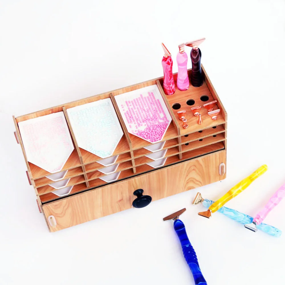 Multi-layer Diamond Painting Drawer Organizer Box Tool Wood Storage Rack DIY Bead Trays Container Organizer Racks