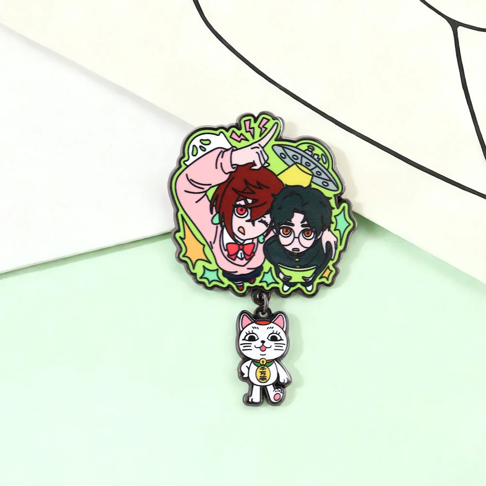 Dan Da Dan Ayase Momo Takakura Ken Okarun Turbo Granny Power Emaille-Pin Manga Glückskatze Anhänger Brosche Cartoon-Fan-Geschenk Abzeichen A – Detail 8
