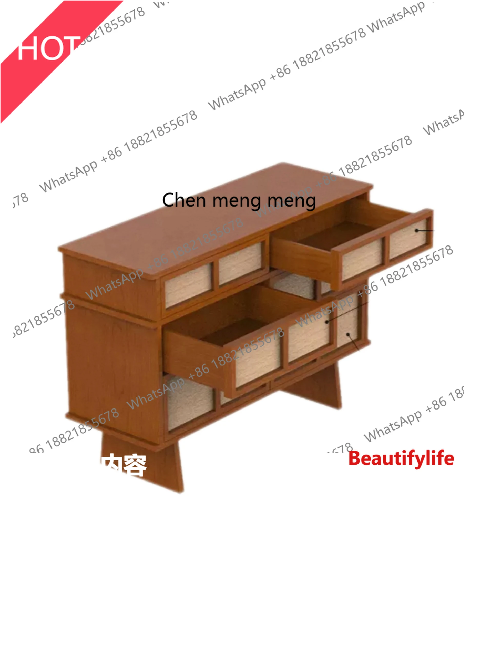 

02A Средневековый шкаф с шестью ящиками из цельного дерева, хранилище в гостиной у стены, ящик для хранения в спальне, ретро, шкаф