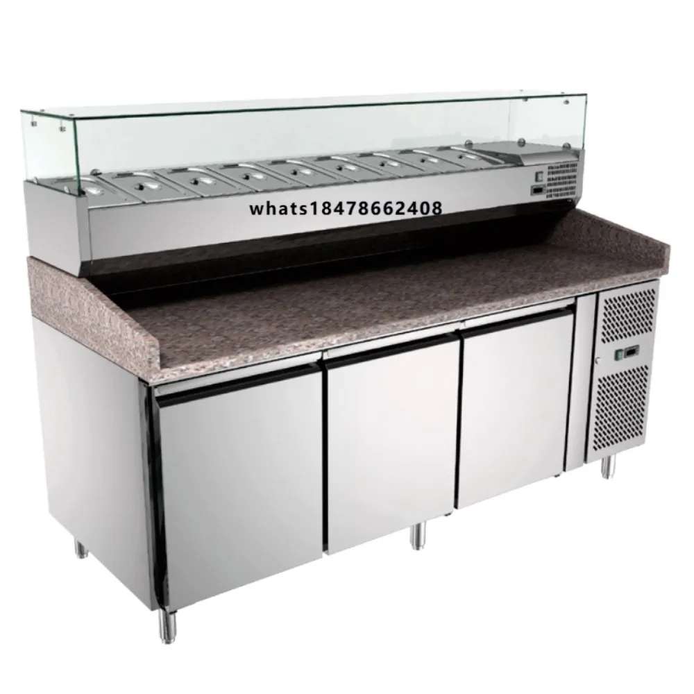 OEM 201 Stainless Steel Single-Temperature Air Cooling Pizza Chiller Fridge Salad Bar Prep Table Top Display Drawer Spreading