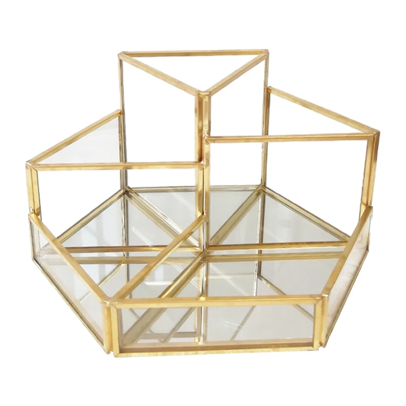 Glass Makeup Organizer Jewelry Box Multifunction Display Case Lipstick Nail Polish Display Stand Makeup Brush Storage