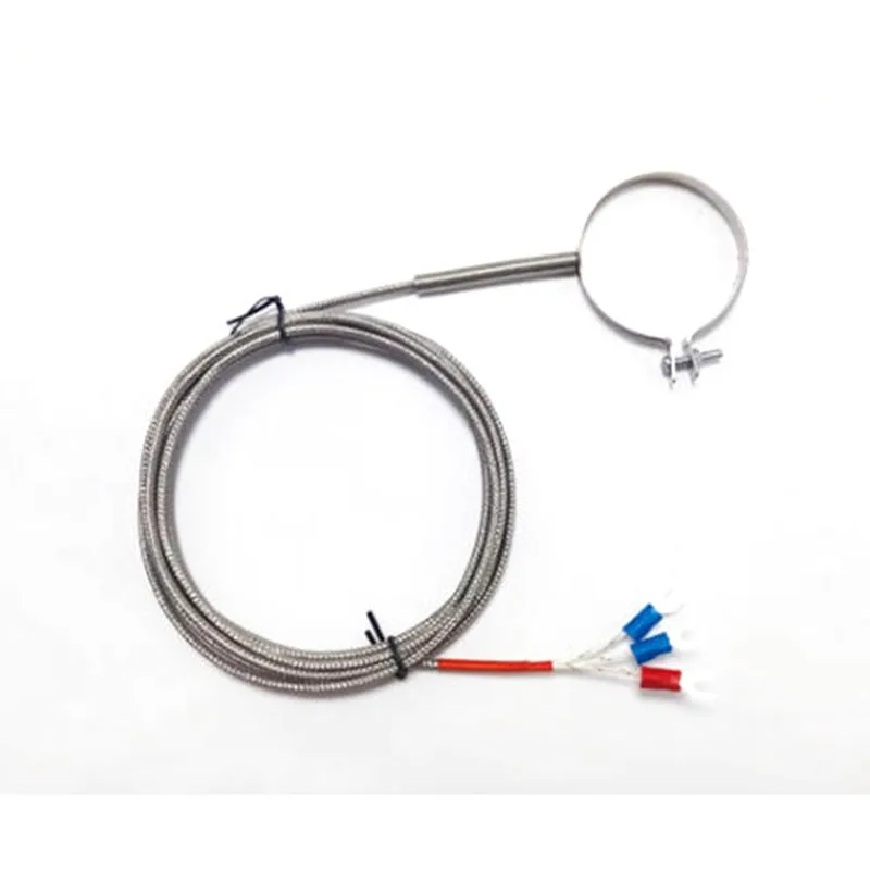 Câble de capteur de température à Thermocouple, pince PT100, 48/50/55/60/65mm, anneau en acier inoxydable, bobine de sonde, ligne de Test 2M, 1 pièce