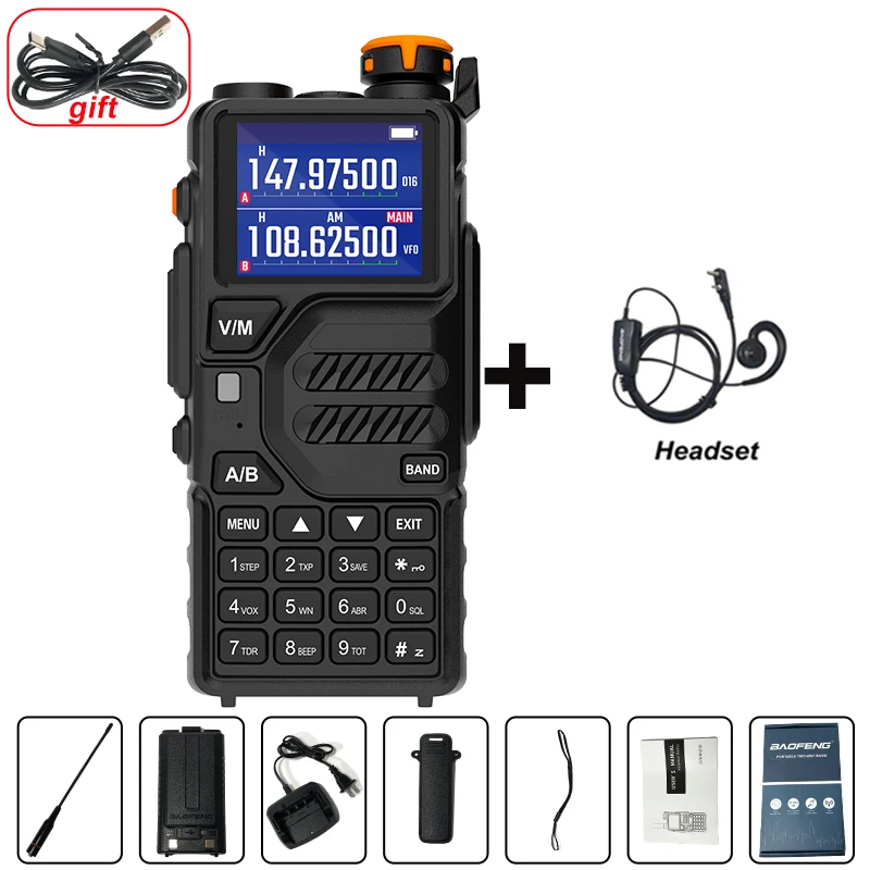 ¡Arriba! Walkie Talkie UV K5 Plus portátil Am Fm Radio bidireccional estación Comumicador Amateur Ham inalámbrico Radios receptoras de largo alcance