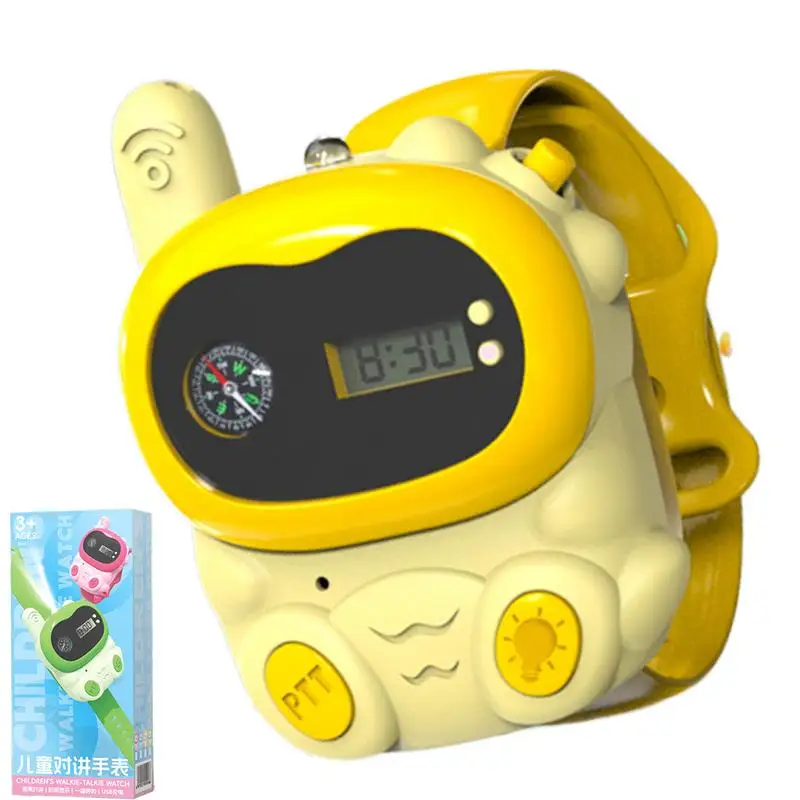 Walkie Talkie per bambini 2X Walkie-talkie per cartoni animati per bambini con luci a LED Telefono per chiamate remote con orologio e bussola interattiva