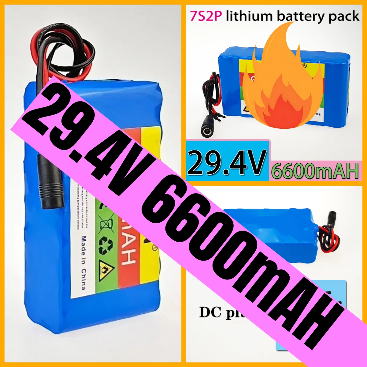 

For LED/Lamp/Camera with BMS 24V/29.4V 7S2P 6.6Ah 18650 Battery pack 29.4V Rechargeable Battery