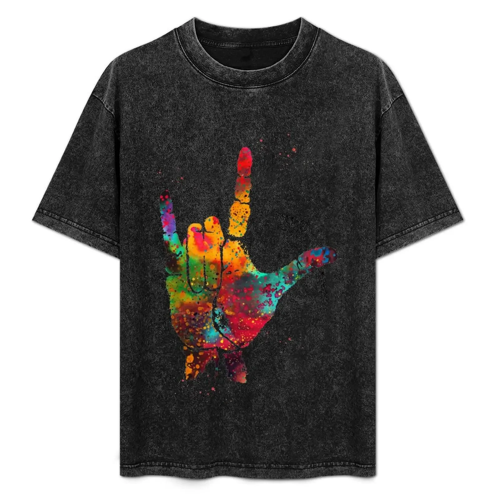 

I Love You, ASL Hand Print T-Shirt designer shirts boys animal print Aesthetic clothing funny costumes luxury clothes men