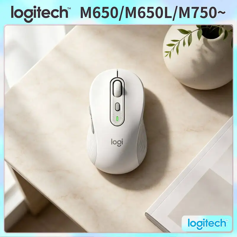 Logitech M650/M650L Wireless Ergonomic Mouse - 90% Quieter Operation, Sustainable Recycled Plastic, 5 Custom Buttons, 10m Range