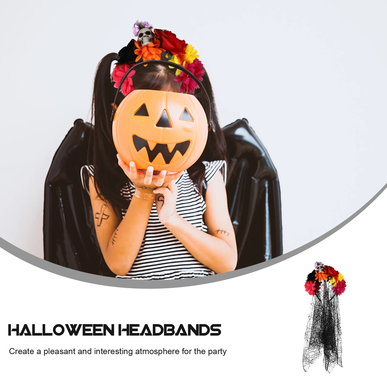 

1Pcs Skull Halloween Headdress Creative Rose Flower Headband Party Cosplay Hairband Halloween Decoration Creative Skull Headband
