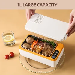 1L Electric Lunch Box Portable Heated Insulated Lunch Box Stainless Steel Large Capacity Camping Cuoci Riso