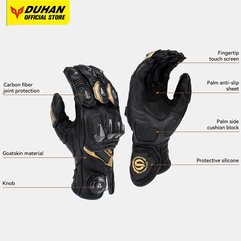 

Carbon Fibre Protection Motorcycle Gloves Genuine Leather Motorbike Gloves Motocross Racing Riding Gloves Four Seasons Anti-slip