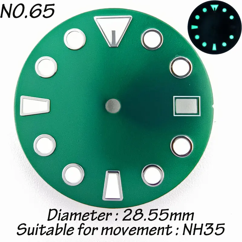 28.5mm NH Watch Dial Watch Faces For 35 movement C3 Super Luminous Custom Dial DIY Logo Single Calendar