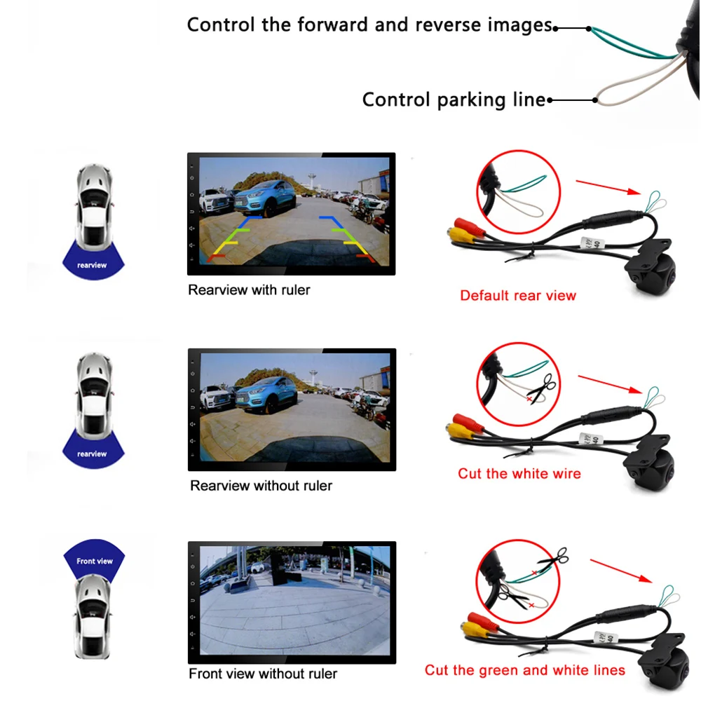 HD 1080P Car Universal Rear View Camera Visual Wide Angle Car Reverse Camera Cable Camera IP68 Waterproof HD Night Vision