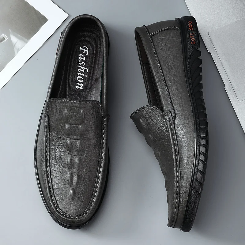 

Летние удобные кожаные мужские повседневные туфли, классические дизайнерские лоферы без шнурков, деловые туфли для вождения, формальные мокасины, мужские прогулочные туфли