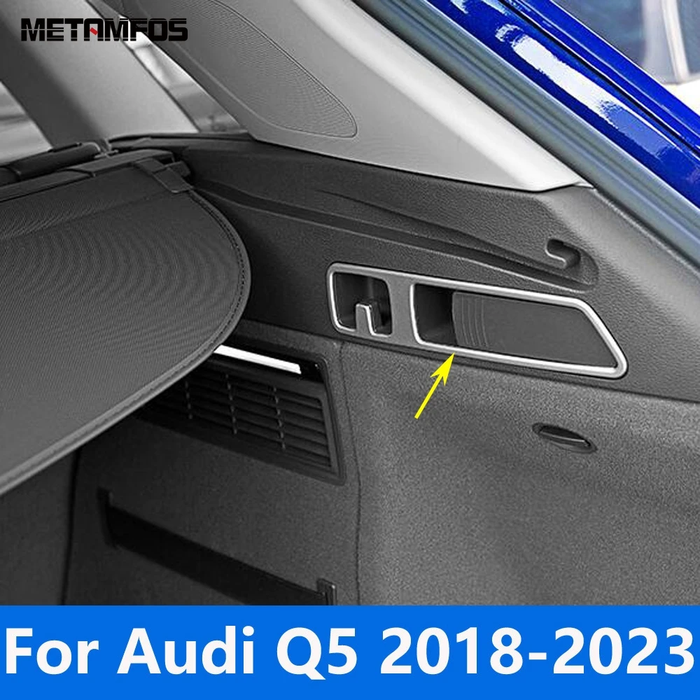 For Audi Q5 2018-2021 2022 2023 Carbon Fiber Rear Seat Trunk Hook Frame Door Handle Cover Trim Interior Accessories Car Styling