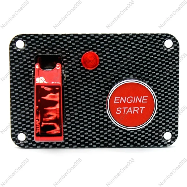 

Панель с рисунком из углеродного волокна Два комплекта панелей тумблера, красная авиационная крышка, выключатель зажигания, с подсветкой, запуск одной кнопкой
