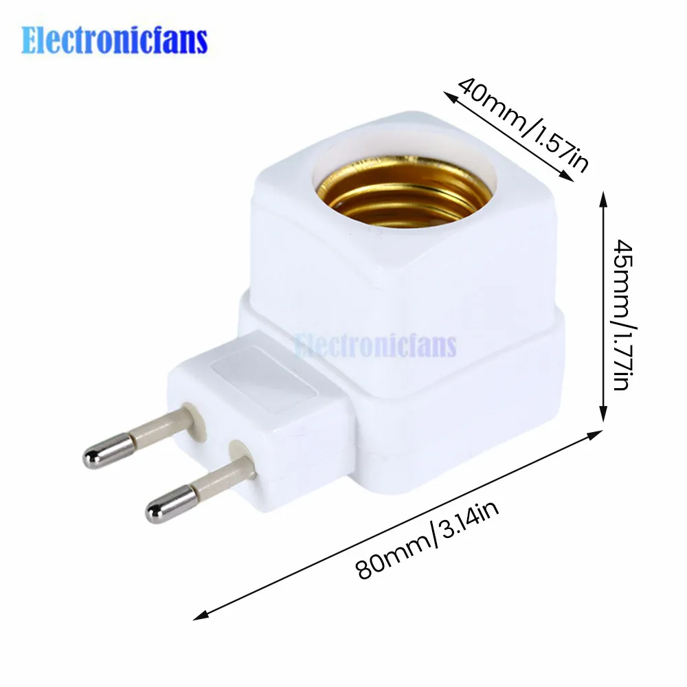 Lâmpada de luz LED Lâmpadas Socket Base, EU Plug Adapter, ON e OFF Switch, E27