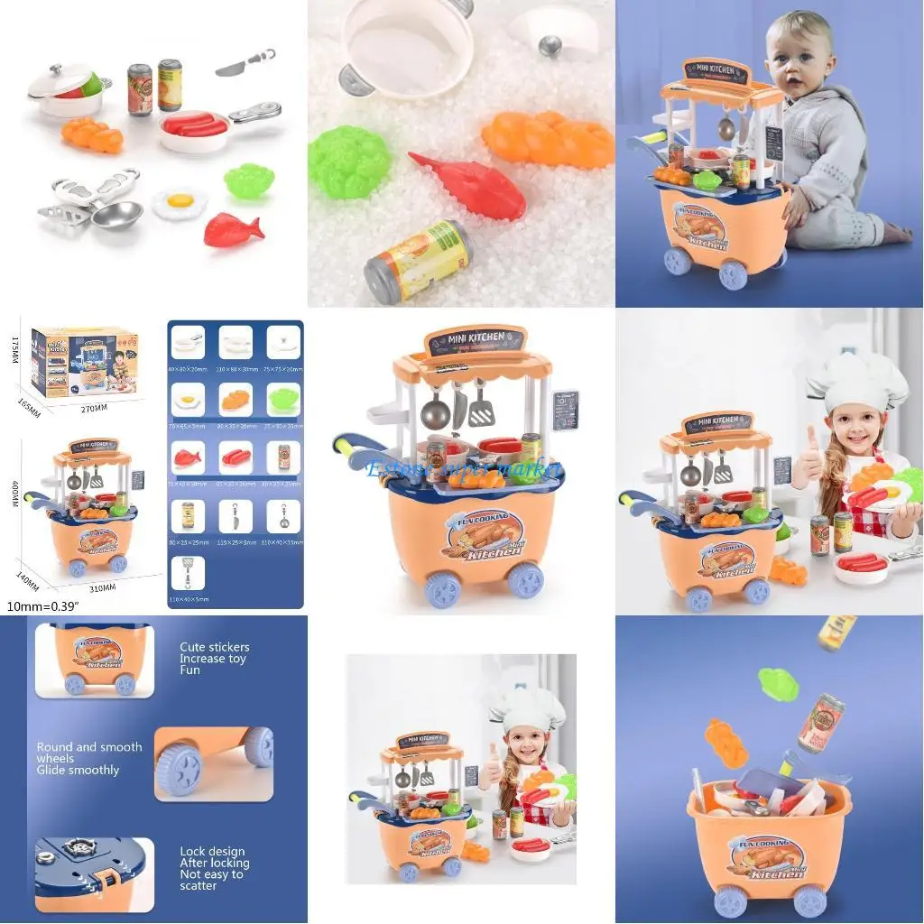 Ensemble jouets cuisine 090B, petit ensemble jeu cuisine avec son lumière réalistes, pour évier jeu, avec