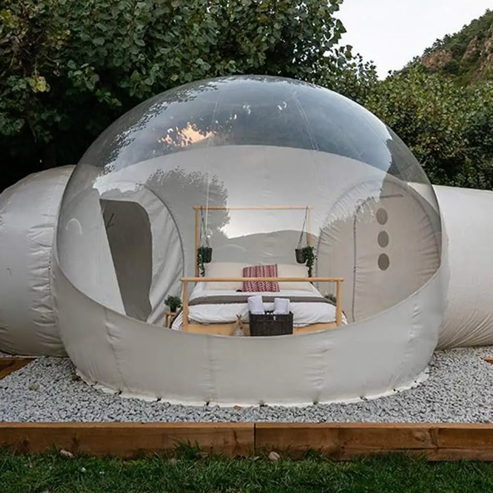 Tente à Bulles Gonflable d'Extérieur, Grande et Transparente, avec Chambre à Coucher et Toilettes, pour Camping, Glamping, Hôtel