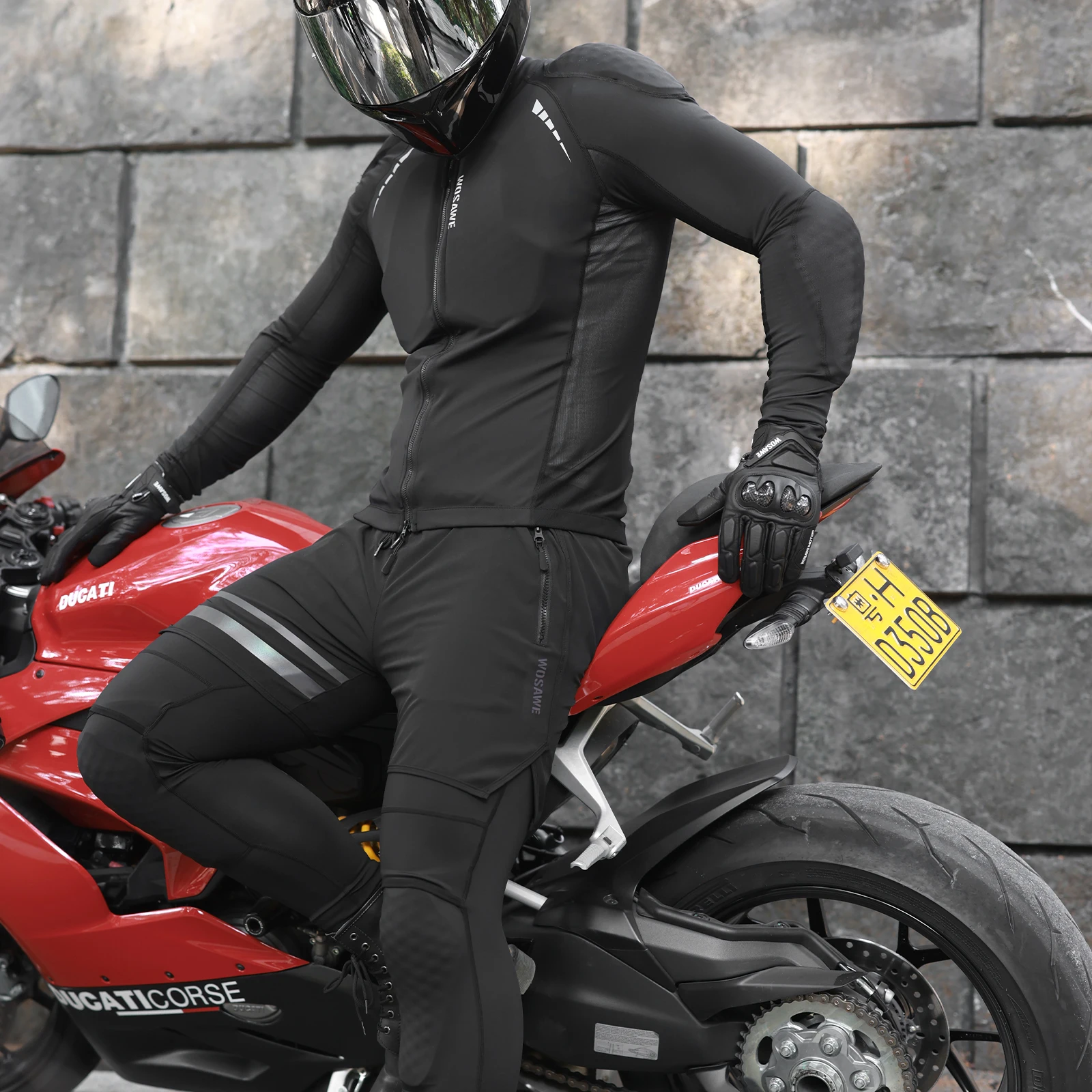 WOSAWE Motorcycle Summer Breathable Motorcycle Jacket Reflective Motocross Shirt Motorcycle Clothing with Soft Pads