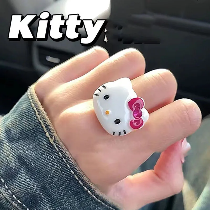 

Miniso Sanrio кольцо Hello Kittys милые забавные Открытые Кольца для девочек пары аниме мультфильм детские ювелирные изделия Игрушки для девочек Подарки