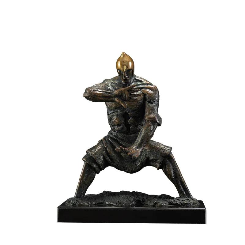 

Samurai Tai Chi Figure Brass Sculpture Ornament, Office Living Room TV Cabinet Metal Copper Crafts