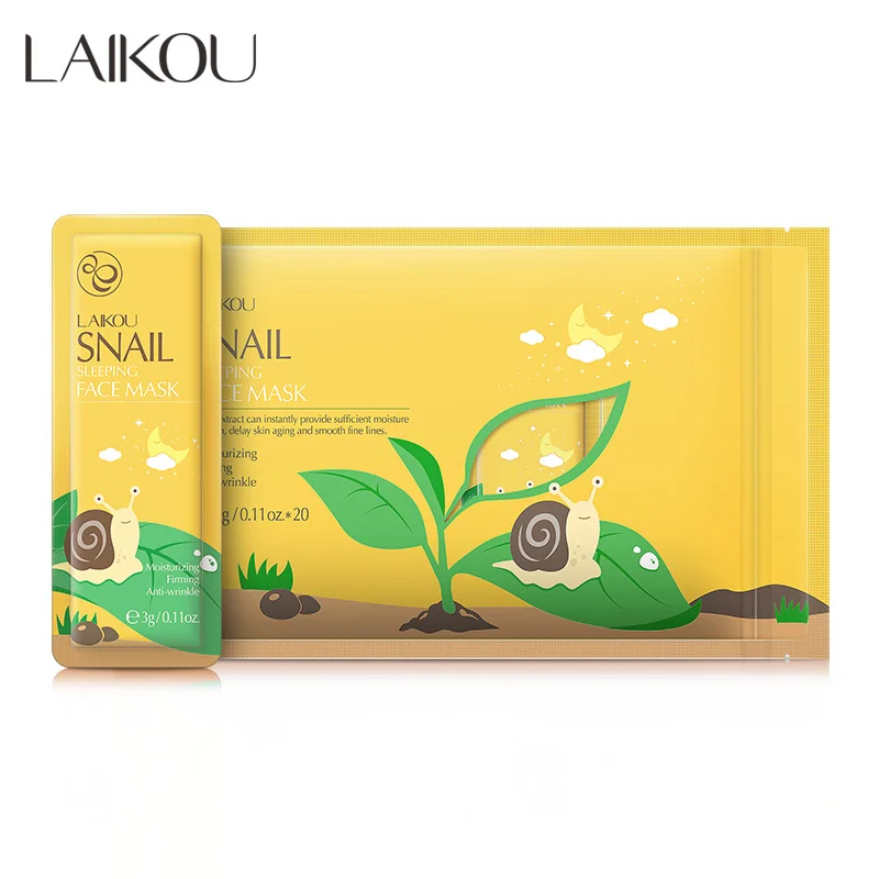 LAIKOU Snail Moisturise Sleeping Face Mask Anti Wrinkle Night Facial Packs Dark Circle Moisturize Anti-Aging Mask for Facecare