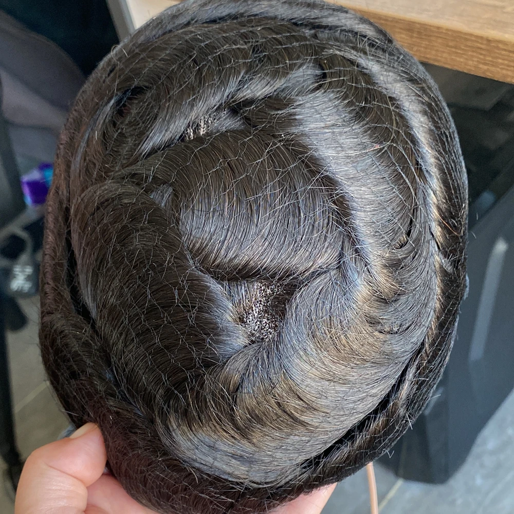 European Silky Straight Remy Human Hair Toupee System Cheapest Breathable Mono Base Brown Black Hair Capillary Prosthesis