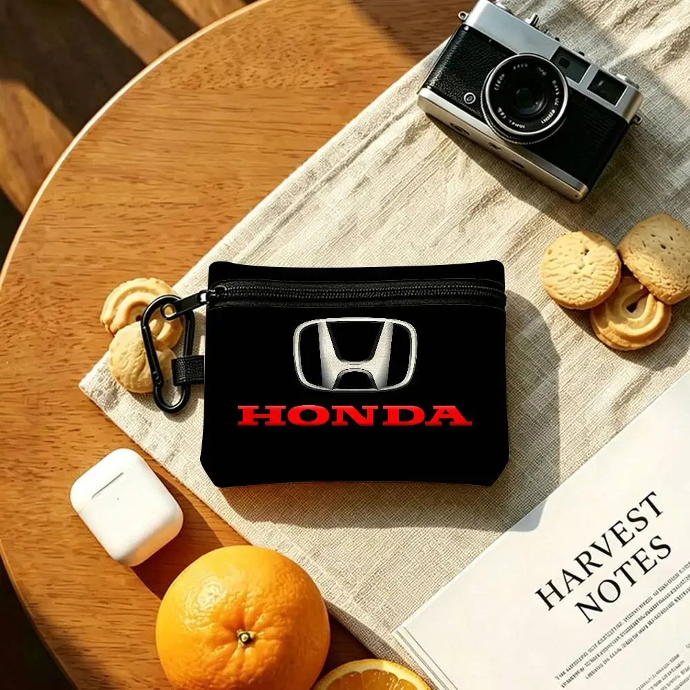 H-HRC H-HONDA Motorrad-Logo Mini-Hängetasche aus Oxford-Gewebe, strapazierfähige Münztasche mit Reißverschluss, Schlüssel- und Kartenetui mit Karabiner – Detail 9