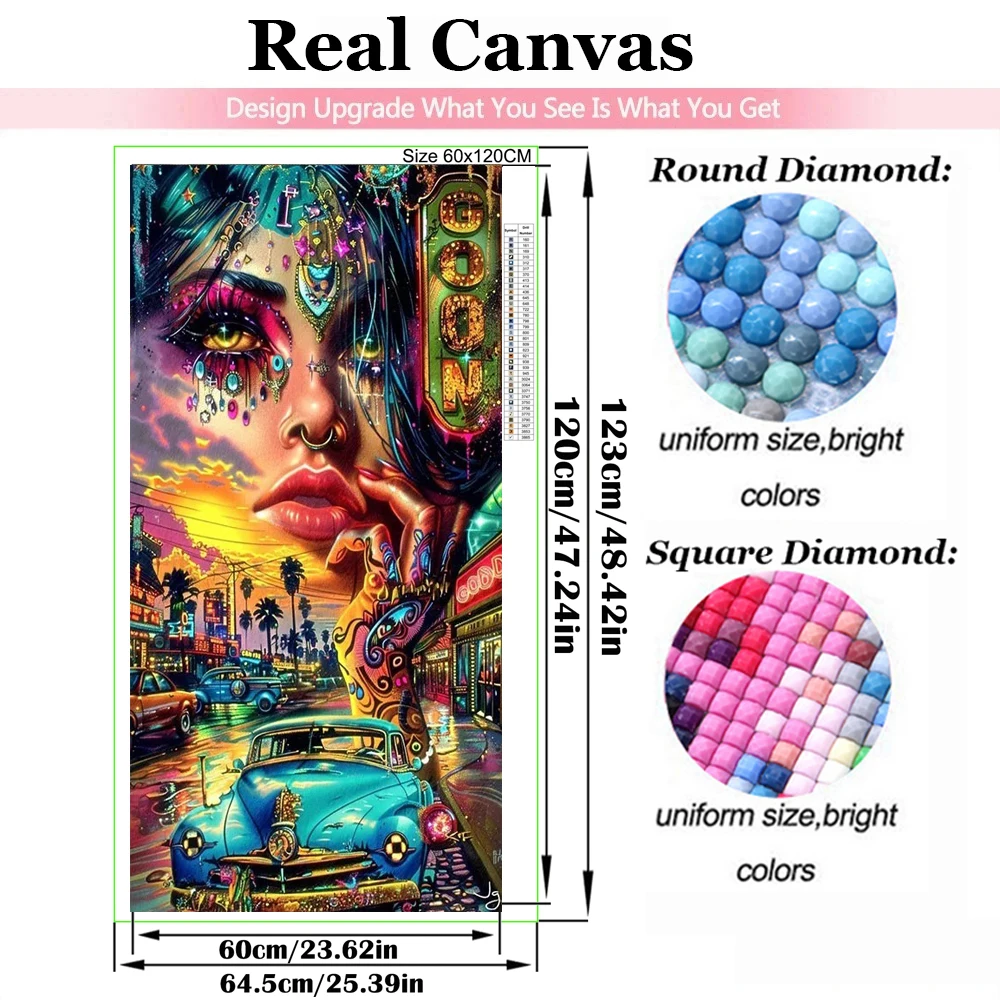 City Car 5D Large DIY Diamond Painting Psychedelic Lady Planet Landscape Large Size Full Square Round Tattoo Woman Diamond Embr