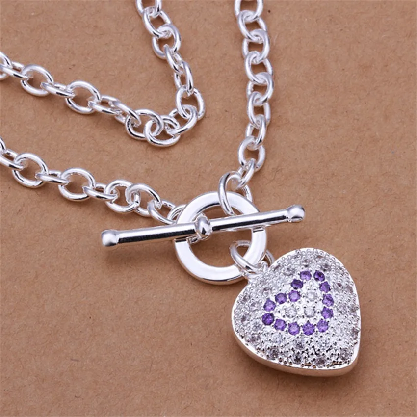 Cute Nice Wedding 925 Sterling Silver Crystal Beautiful Charms Women Noble Heart Necklace Fashion Trends , Jewelry Gifts