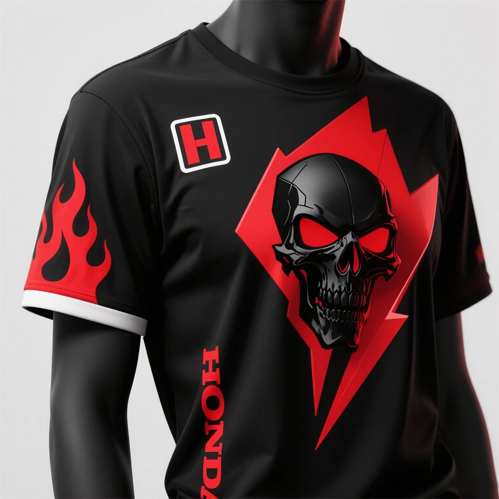 2025 New Hot HONDA Cyberpunk Future Series Shirt 3d Mesh Breathable Comfortable Top Men's Motorcycle Cool Casual Sports Shirt ﻿