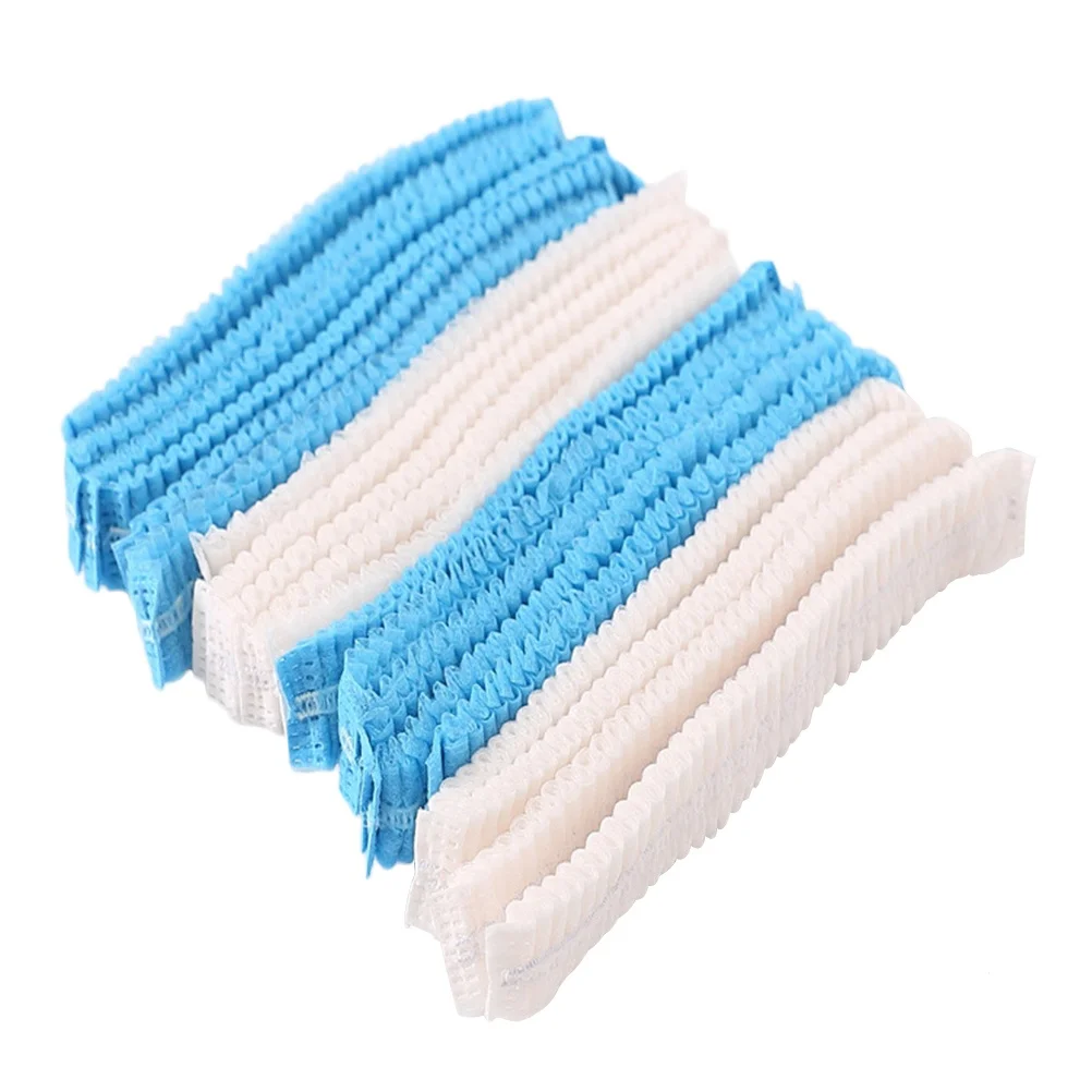 

200pcs Disposable Caps Non Woven Breathable Comfortable Foldable Hoods Elastic Secure Service Lab Factory Workshop