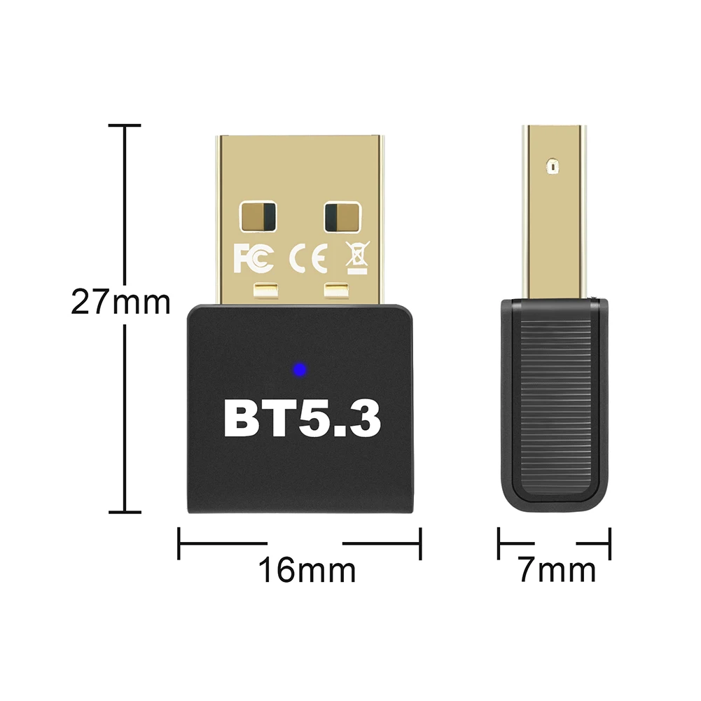 Adaptador USB Bluetooth 5,3 para PC, receptor USB, Dongle, adaptador inalámbrico para PC, ratón inalámbrico, teclado, Win11/10/8, 1 unidad gratis