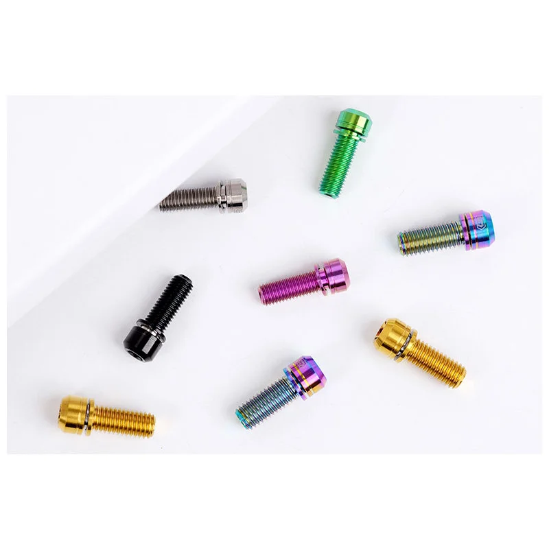 Titanium Bolt M5 M6 M7 M8 x 10 12 14 16 18 20 25 30 55mm Inner Plum With Washer For Bicycle Disc Brake Bike Accessories