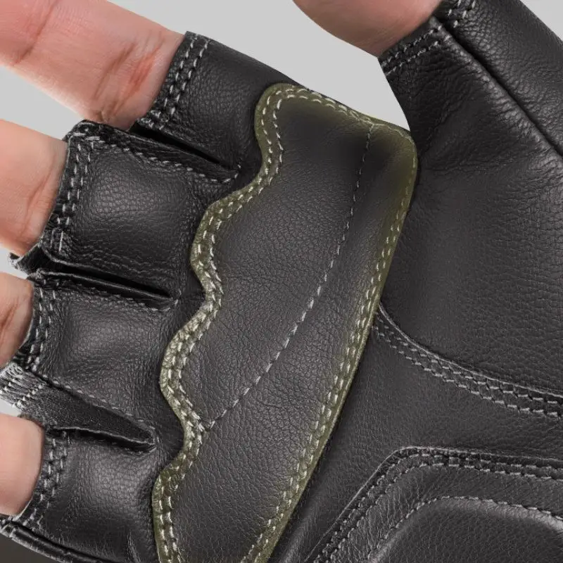 Sulaite Half Finger Motorcycle Gloves Vintage Leather Fingerless Gloves Retro Black Moto Mtb Cycling Gloves for Men Women
