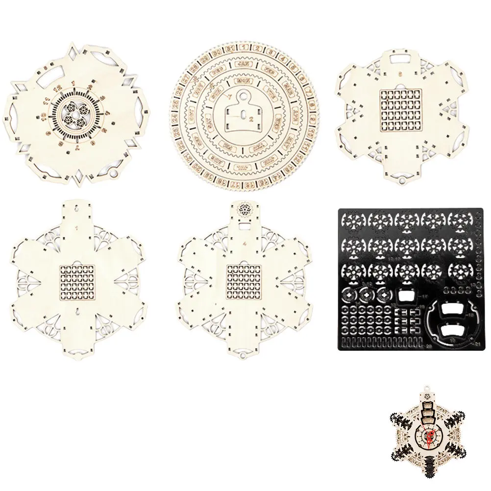 1Set Colorful Wooden 3D Puzzle Clock DIY Craft Kit Decorative Desktop Ornament Educational Home Study Room Gift for Kids Adults
