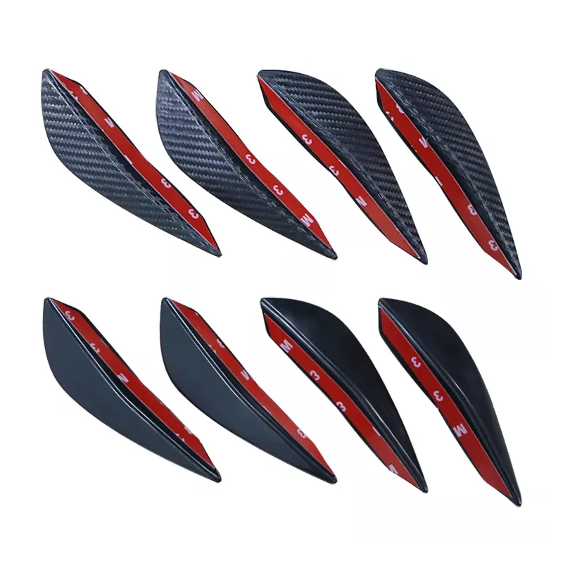 4pcs Car Front Bumper Lip Protector Rubber Rear Diffuser Car Spoiler Universal Black Carbon Fiber Splitter Protection Stickers