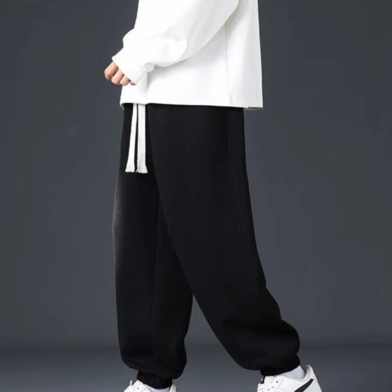 

Men’s Warm Fleece Lined Thick Casual Pants Loose Fit Autumn Winter Joggers for Teen Boys High School Students Sports Daily Wear