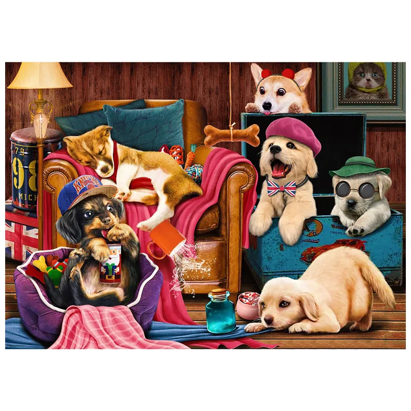 

GSDZ0026-0030 Happy Times for Dogs 1000Pieces Landscape Painting Jigsaw Puzzle Adult toy HUADADA BIG SIZE