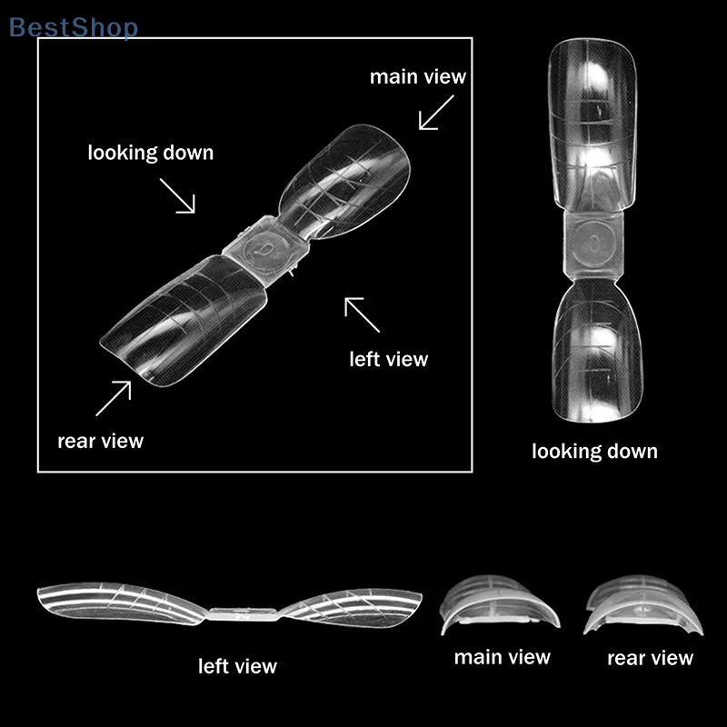 Unghie a doppia estremità Doppie forme 240 pz/scatola Riutilizzabili Quadrati Stampi per Estensione Bara Punte per Costruttore di Gel Salone Professionale Nail Art