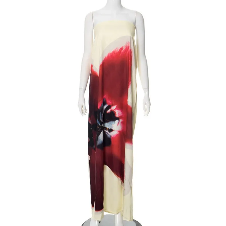 Ärmelloses, bedrucktes, trägerloses langes Kleid, modisch und sexy, für Party, Abschlussfeier, formelle, elegante Damen-Robe. – Detail 14