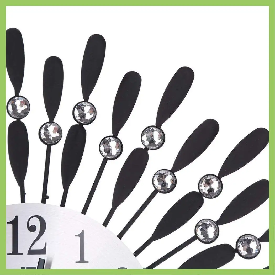 

15 Inch 3D Large Wall Clock Shiny Rhinestone Sun Style Modern Living Room Decor