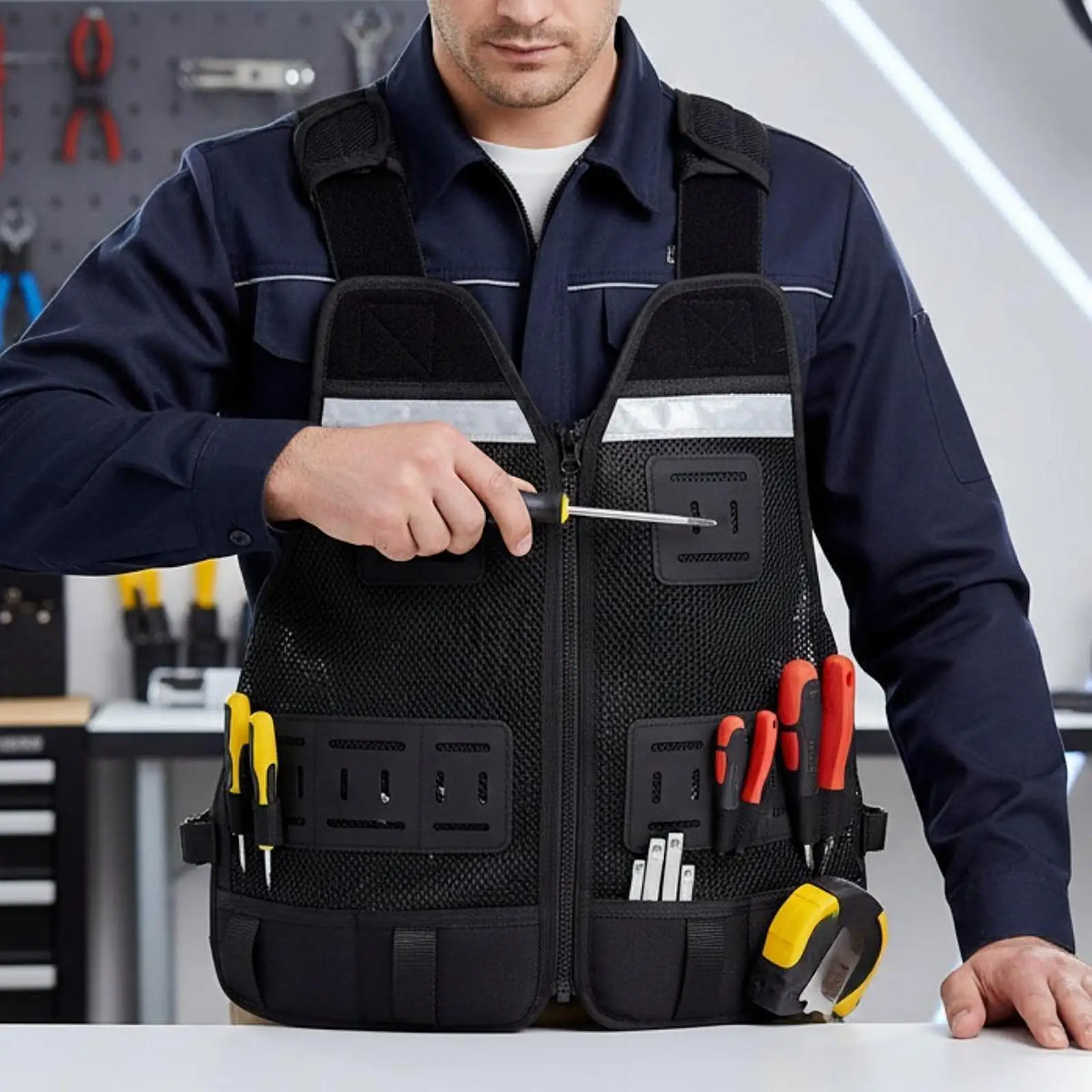 heavy-duty-electrician-tool-vest-with-pockets-breathable-nylon-mesh-reflective-for-construction-and-repair