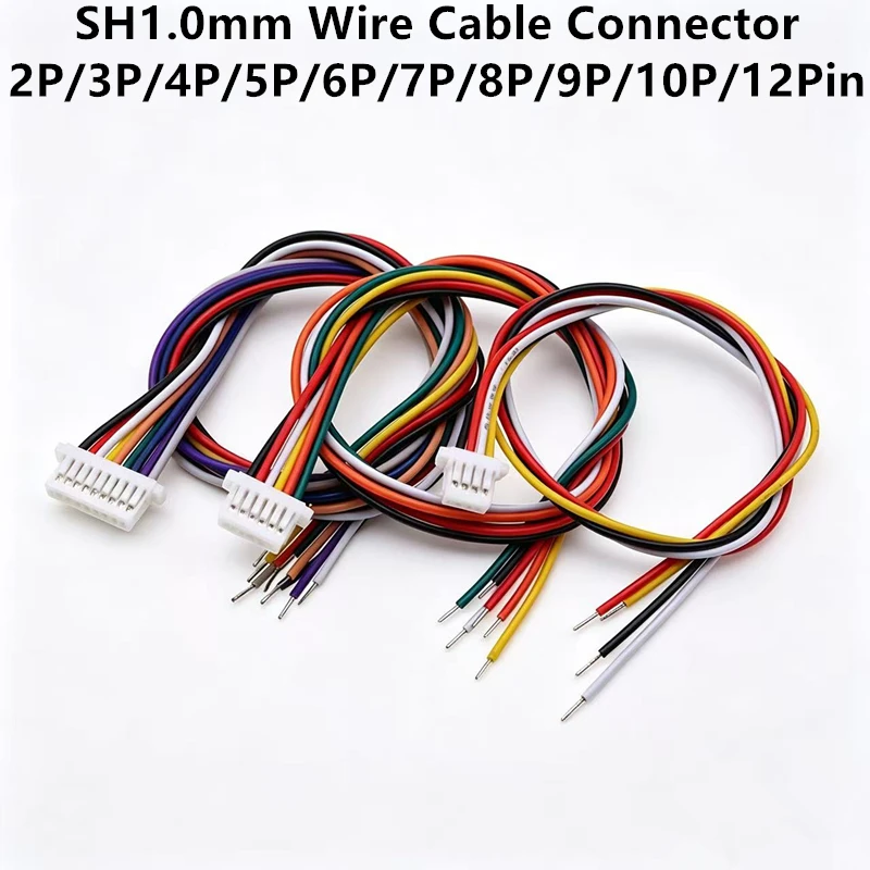 10PCS JST SH1.0 SH 1.0mm Wire Cable Connector 2/3/4/5/6/7/8/9/10/12 Pin 1.0MM Pitch Plug 20CM Wire Length 28AWG