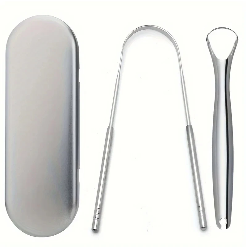 Stainless Steel Tongue Scraper, Portable Tongue Scraper, Oral Care Halitosis Cleaner, Suitable for Home And Clinic Use
