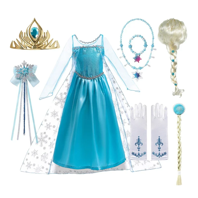 Frozen Snow Queen Jack dresses for girls costumes Kids Cosplay rhinestones Princess children sisters clothing Barbie party dress