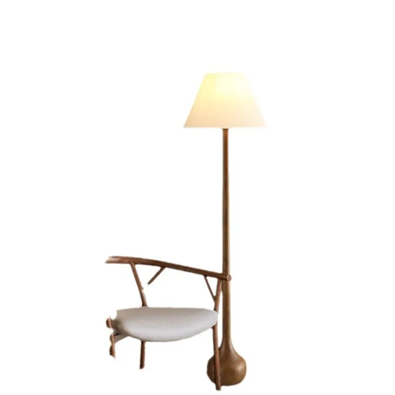

2024 wabi-sabi wind floor lamp solid wood living room sofa next to high-end Japanese bedroom decoration