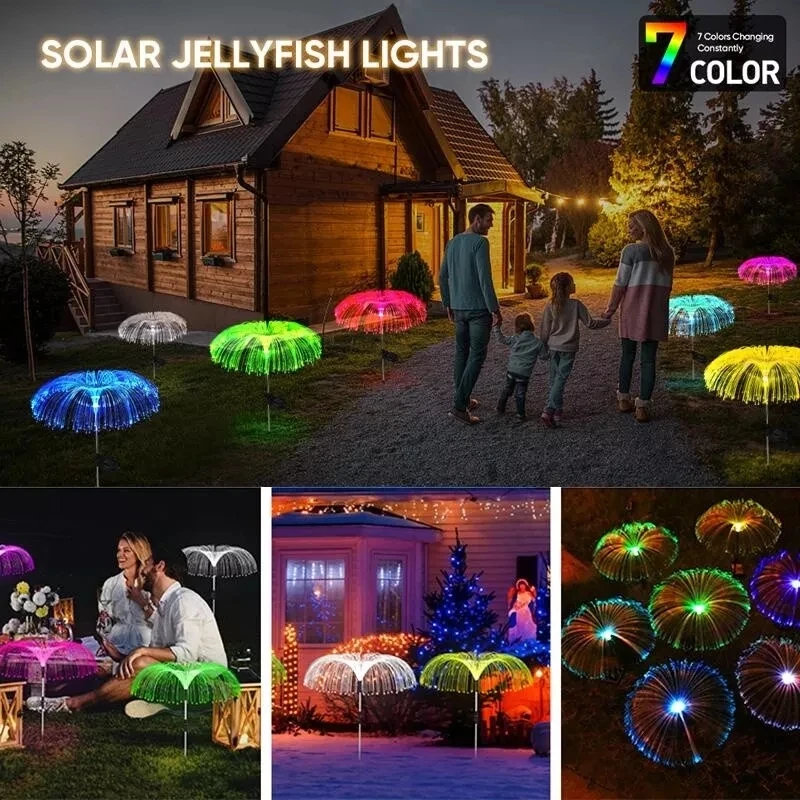 1-10pcs 7 lampada da esterno che cambia colore luci solari per meduse impermeabile Pathway Lawn Garden Decor Lighting